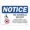 Signmission OSHA Notice Sign, 18" Height, Aluminum, NOTICE No Animals Except Service Animals Sign, Landscape OS-NS-A-1824-L-16016 - alternate 1